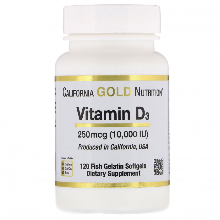 California Gold Nutrition Витамин Д3 250mcg 10000IU 120 softgels