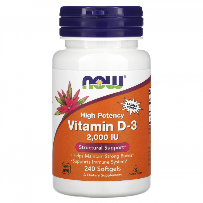 NOW. Vitamin D3 высокоактивный 2000ME 240caps