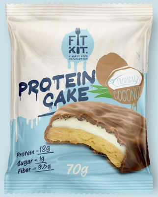 FITKIT Protein cake с начинкой 70г Тропический кокос 1/24
