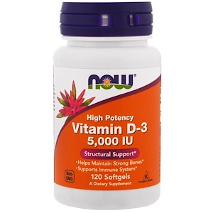 NOW. Vitamin D3 высокоактивный 5000ME 240caps