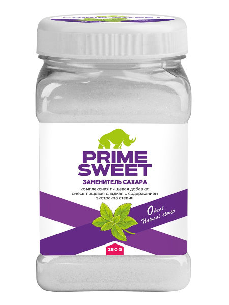 Смесь пищевая сладкая Prime Sweet с экстрактом стевии 250г. Банка 1/12