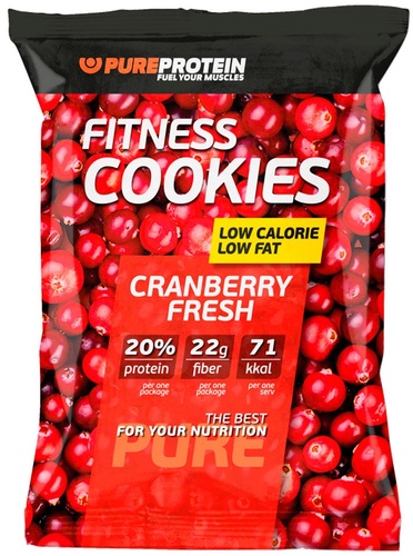 Печенье Fitness Cookies Pure protein, Свежая клюква  40гр.1/12