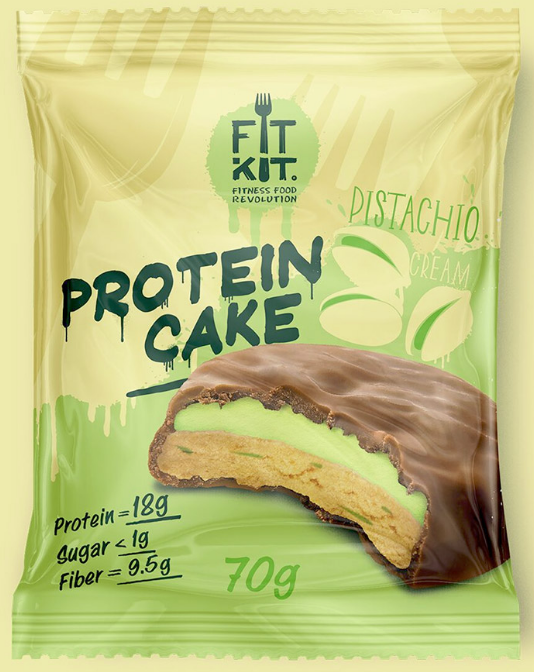 FITKIT Protein cake с начинкой 70г Фисташковый крем 1/24