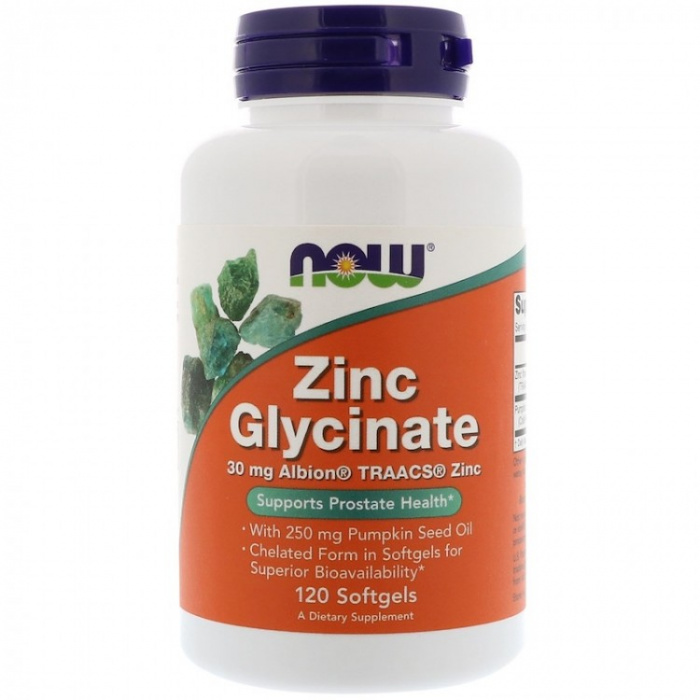NOW. Zinc Glycinate 120 таб