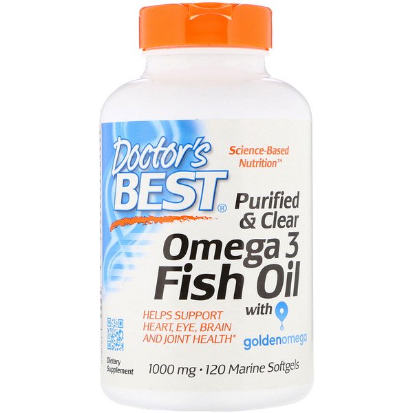 Doctor's Best Purified & Clear Omega 3 Fish Oil with Goldenomega 1000mg 120 softgels