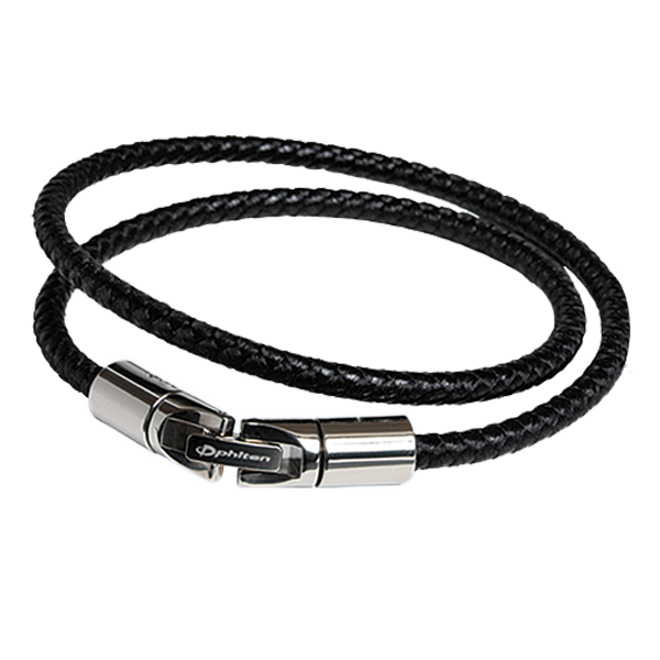 Браслет кожаный Phiten Rakuwa Bracelet X100 Leather Touch 40/18см чер-кор