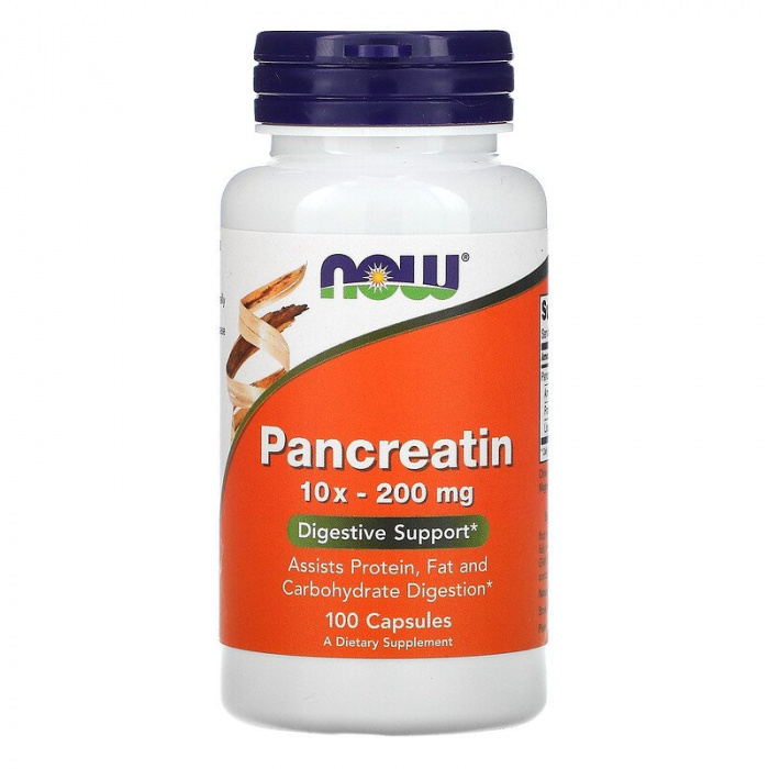 NOW. Pancreatin 200 mg 10X 100 caps