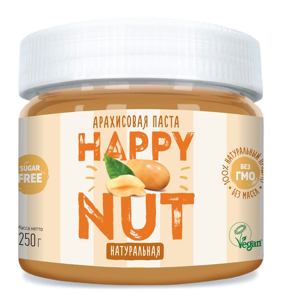 Паста арахисовая Happy nut 150г. 1/40