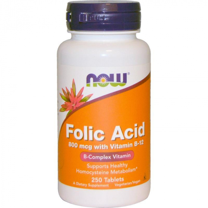 NOW. Folic Acid 800 mcg 250 таб